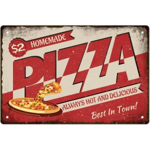 Homemade Pizza Plaque Metal Vintage Fast Food Plaque Murale Decorative Vintage Plaque Murale Decorative Wall Art Peinture Fer Décor Pour Pizza Shop Panneau Decoratif Exterieur Metal - Neuf