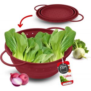 Tianyi-U2013 Passoire Silicone Pliable 16 Cm Rouge U2013 Passette Pour Nouilles, Légumes & Fruits - Compatible Au Lave-Vaisselle, Sans Bpa, & Résistante À La Chaleur - Rabattable & Peu Encombrante - Neuf
