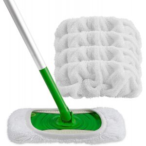 SUBZONAL-Lot de 4 tampons de balai r&eacute;utilisables en microfibre compatibles avec Swiffer Sweeper-Lavables pour une utilisation humide et s&egrave;che, t&ecirc;tes de balai de nettoyage du sol pour nettoyage - Neuf