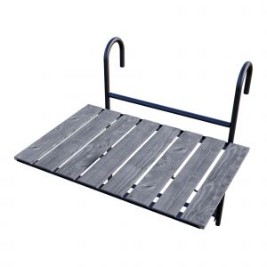 Table De Balcon Rabattable M&eacute;tal Bois De Pin 60 X 40 X 58 Cm Gris Structur&eacute; Helloshop26 03_0010984 - Neuf