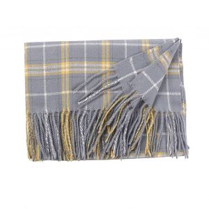 Écharpe Épaisse À Motif Écossais Pour Femmes, Écharpe Longue Et Chaude En Peluche, Accessoires Pour Vêtements-Gris - Neuf