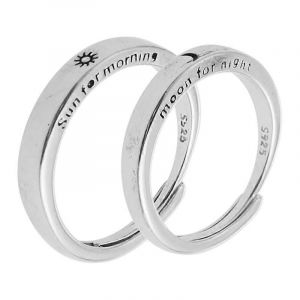 1 Paire Sun Moon Lover Rings Set Couple Rings Réglable Matching Promise Rings - Neuf