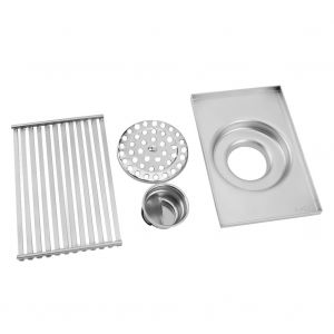 HJLIAN Siphon de sol rectangulaire en acier inoxydable a grand debit de 15 cm pour douche et salle de bain - Neuf