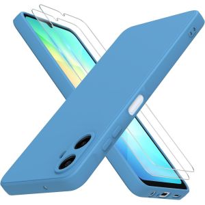 Store-Coque Pour Samsung Galaxy A06 4g Avec 2 Verre Trempé,Silicone Liquide Housse Étui De Protection Galaxy A06 Microfibre Anti-Rayures Coque Galaxy A06 4g (6.7"")-Bleu - Neuf