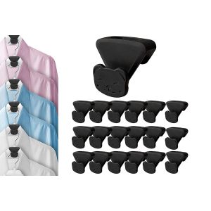 Lot de 18 crochets de suspension pour rangement vertical des v&ecirc;tements, design gain de place, plastique noir - Neuf