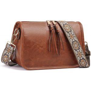 TZF-Sac &agrave; Bandouli&egrave;re Femme, Petit Sac Crossbody en Cuir, Sac &agrave; Main Femme avec Bandouli&egrave;re Large R&eacute;glable et Amovible - Neuf