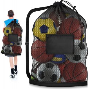 Acdsgd-Grand Sac Filet Pour Ballons 102 X 76 Cm &iquest; Sac De Sport En Maille Avec Cordon De Serrage Et Poche Lat&eacute;rale &iquest; Filet De Rangement R&eacute;sistant Pour Football, Basket, Volley, Piscine Et &Eacute;quipement De Sport - Neuf