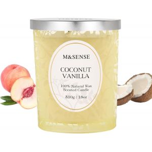 Bougie Parfumées Noix de Coco et Vanille | 510 g, Jusqu`à 100 Heures de Combustion, Bougie Gourmande et Exotique, Idéale pour Soirées Tropicales et Déco Intérieure - Neuf