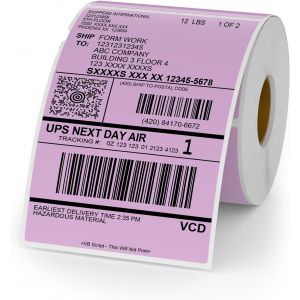 Rouleau d'étiquettes Thermiques en Vinyle Violet,150x100 mm,Autocollant Thermique Direct perforé,étiquette d'expédition étanche pour Code à Barres,Code QR,250 pièces - Neuf