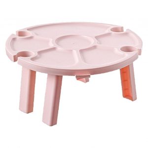 Table à Vin Pliable, Structure Robuste Et Portable, Plateau à Collation Facile à Nettoyer, Pour RandonnéE, Parc, Plage, Rose - Neuf