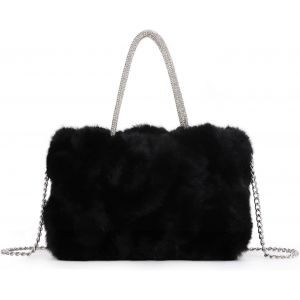 RFCBC-Sac de Soirée en Fausse Fourrure pour Femmes, Pochette Moelleuse et Pelucheuse, Sacs à Main Plissés élégants pour Fête, Bal de Mariage - Neuf