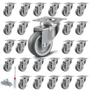 Meimie-24 Pièces Roulettes Pivotantes,50 Mm Roulettes De Meubles Roues De Meubles Avec Plaque Pivotante360° Roulette Charge Lourde,Petites Pour Meubles À Palettes Casiers,Tournevis Et Vis Gratuits - Neuf
