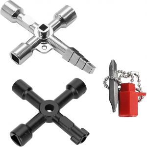 2 Cl&eacute; Universelle Multifonction 4 Voies,Cl&eacute; En Croix Avec T&ecirc;tes Triangle Et Carr&eacute;e Outil Polyvalent Pour Utilisation Domestique Et Professionnelle Pour Compteurs D'Eaus Compteurs Armoires (Set A) - Neuf