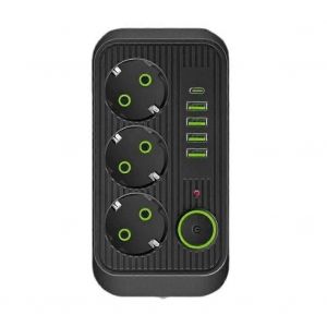 Prises secteur Multitap Multitap Prise d'alimentation USB et de type C avec rallonge de 3 m&egrave;tres Prise UE Noir - Neuf