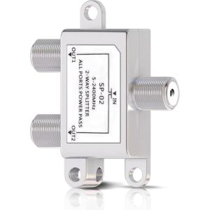 R&eacute;partiteur Satellite 2 Voies Splitter Antenne TV TNT Partiteur TV Interrupteur Sat BK avec Connecteur F pour Satellite TV FM Dab Radio et Syst&egrave;mes de C&acirc;bles - Neuf