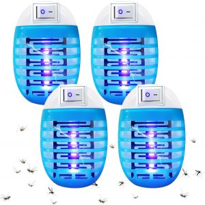 KALANKA-® Lampe électrique Anti-moustiques, 4 pièces, pièges à moustiques avec Lampes UV, Prise Anti-moustiques, pour Mites, Mouches, moustiques, intérieur Chambre à Coucher Cuisine (Bleu Ciel) - Neuf