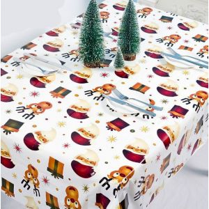 Nappes De Noël, 110 X 180 Cm, Nappe Rectangulaire À Motif Poinsettia De Noël, Nappe De Salle À Manger Rouge De Noël, Nappe De Noël Lavable Pour Pique-Nique, Mariage, Noël (A) - Neuf