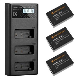LP-E17 Battery and LCD Charger with Three Slot 3 x 1250 mAh Battery Compatible with Canon EOS RP, EOS R10, EOS R8, EOS R50, Rebel T8i, T7i, T6i, Canon SL2, SL3, EOS 77D, EOS 750D - Neuf