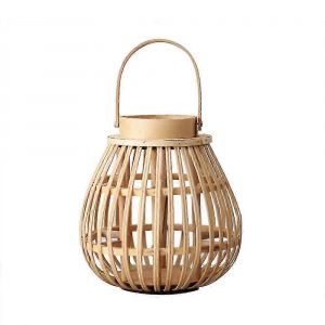 Lanterne suspendue Bambou Tissé Chandelier Décoratif Jardin Décor Naturel Poignée creuse - Neuf