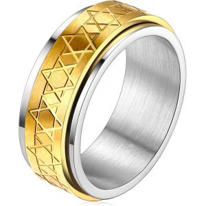 Trahoo-Bague Tournante Homme Acier Inoxydable,Bagues Celtique/Etoile De David/Religieux,Bijoux Anneau Anti Stress Taille 54-66.5,Unique Cadeau Anniversaire Pour Hommes Garçons - Neuf