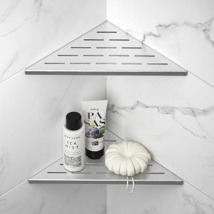 Loc-Lot De 2 Étagères De Douche D'Angle En Acier Inoxydable 304 Pour Murs Carrelés,Étagère Encastrée Pour La Rénovation De Salle De Bain(Brossée,254 Mm) - Neuf