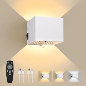 Applique Murale D'int&eacute;rieur Sans Fil Avec D&eacute;tecteur De Mouvement 6000 Mah Blanc - Neuf