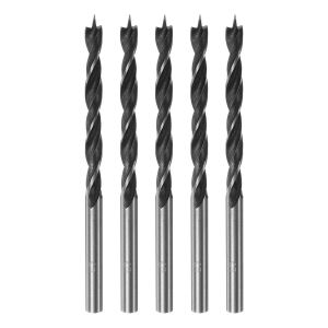 Lot de 5 forets hélicoïdaux à pointe ronde en acier de 5 mm de diamètre pour menuisier,travail du bois,plastique,caoutchouc - Neuf