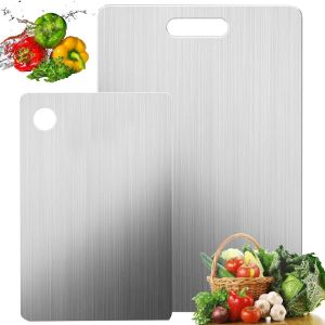 Planche Titane Cuisine,Planche A Decouper Inox¿Planche A Decouper En Titane¿Titanium Cutting Board¿ Planche À Découper En Métal Idéale Pour Couper Viande, Légumes Et Fruits (1) - Neuf