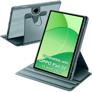 Kal-Coque Compatible Avec Oppo Pad Se 11 Pouces 2025 Avec Porte Pencil, Étui Housse Protection Dos Transparent Antichoc, Rotation À 360° Support, Vert Foncé - Neuf