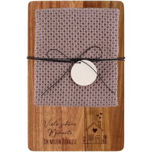 Cadeau De Pendaison De Cr&eacute;maill&egrave;re Planche &Agrave; D&eacute;couper En Bois Torchon Cuisine Coton Cadeau Pour Nouvelle Maison Appartement C&eacute;r&eacute;monie Cl&ocirc;ture(Viele Sch&ouml;ne Momente Im Neuen Zuhause) - Neuf