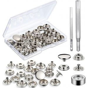 Mevronisshop-Bouton Pression Metal Boutons Pression15mm Fermeture &Agrave; Pression En Acier Inoxydable Avec Outil De R&eacute;glage Pour V&ecirc;tements Artisanat En Cuir 240pcs (240pcs) - Neuf