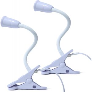 Eryi-2pcs Lampe À Pince E27 Douille Lampe Clip À Col De Cygne Réglable À 360° Avec Interrupteurs Et Prises Pour La Lecture De Chevet, L'éclairage De La Cave Du Bureau Blanc (Sans Ampoules) - Neuf