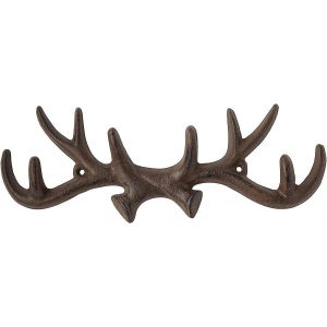 Crochet mural en bois de cerf en fonte vintage Antique finish m&eacute;tal manteau porte-cintre avec crochets personnel - Neuf