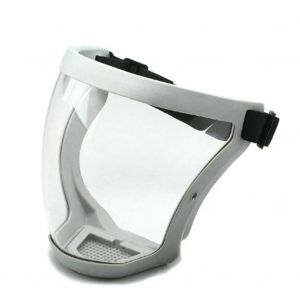 Couvre-visage complet avec lentille transparente Masque HD r&eacute;utilisable avec bande &eacute;lastique Fournitures de laboratoire gris - Neuf