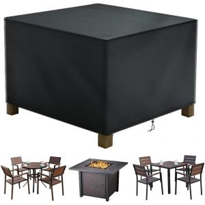 Spwa-Housse Salon De Jardin, Housse De Table Jardin Rectangulaire, Couverture De Protection Meubles Bâche Salon De Jardin Imperméable Anti-Uv, Bache Table Exterieur (Schwarz, 120*120*72cm 420d) - Neuf