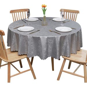 Mevronisshop-Nappe Ronde En Pvc, &Eacute;paissie Imperm&eacute;able Et Anti-Taches, R&eacute;sistante Aux Rayures, Gris-Sz Diam&egrave;tre 180 Cm - Neuf