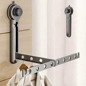 Pliage Des V&ecirc;tements De S&eacute;chage - &Eacute;tag&egrave;re Murale &Agrave; Ventouse Bar Pour &Eacute;conomiser De L'espace, De La Conception Durable, R&eacute;glable En Hauteur, Utilisation En Int&eacute;rieur - Neuf