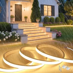 Subzonal-20m Neon Ruban Led Exterieur 220v Sans Transformateur, Silicone N&eacute;on Bandeau Led Etanche Ignifuger Ip65 Bande Leds Sans Fil Flexible Blanc Chaud 3000k D&eacute;coupable Pour Cuisine, Chambre - Neuf