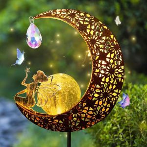 Kal-Lampes Solaires De Jardin,Lampe Solaire Lune,Led Boule De Verre Lumière De Jardin Étanche,Lampe Solaire Led Chemin Pelouse,Décoration Jardin Exterieur Pour Chemin De Pelouse,Patio,Balcon,Cour - Neuf