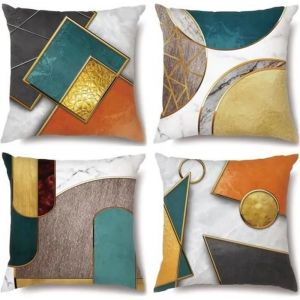 Housse de Coussin Impression géométrique - INSFITY - Carré - 45x45 cm - Blanc - Synthétique - Intérieur - Neuf