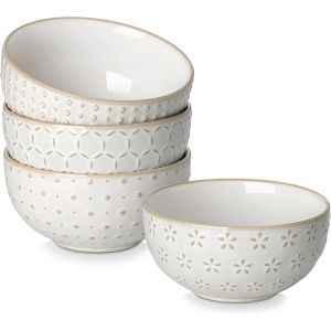 420ml Bol &Agrave; Salade En Gr&egrave;s,Lot De 4 Bol Petit Dejeuner Pour C&eacute;r&eacute;ales,Soupe,Dessert,Fruits,Ramen,Riz-S&eacute;rie Lydia - Neuf