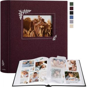 Album Photo Scrapbooking,Grand Lin conception de fen&ecirc;tre DIY Album 100 Pages Blanches Avec S&eacute;parateurs de Cellophane Pour 9x13cm 10x15cm 13x18cm Photos (30x33,5cm,Violet) - Neuf