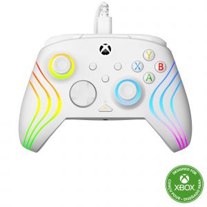 Turtle Beach Afterglow Wave Controller Blanc Manette de jeu RGB filaire - Licence pour Xbox Series XS, Xbox One et Windows - Boutons programmables, gachettes &agrave; effet Hall, commandes audio - Neuf