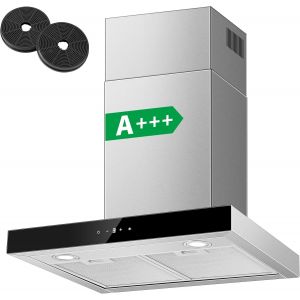 CHECARZHN--NO1-Hotte Aspirante 60Cm, Class A+++ 450M³/H Hotte De Cuisine Silencieuse, Hotte Aspirante Evacuation Ou Recyclage Inclus Filtres Charbon, 3 Vitesses - Fonction Boost, Commande Tactile, In - Neuf