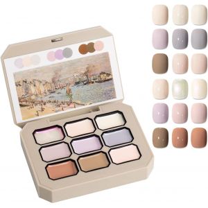 Gel En Solide Vernis À Ongles, 9 Couleurs Vernis Semi Permanent En Gel Crème Solide Paint Palette,Avec Brosses À Ongles Pour Salon De Peinture À Ongles - Neuf