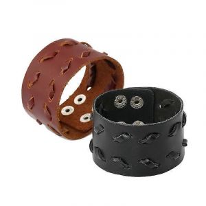 Qingwen Commerce Extérieur Européen Et Américain Exportation De Bijoux Punk Large Cuir Vintage Weave Bétail Bracelet En Cuir Bracelet En Cuir Pour Hommes Bracelet En Cuir - Neuf