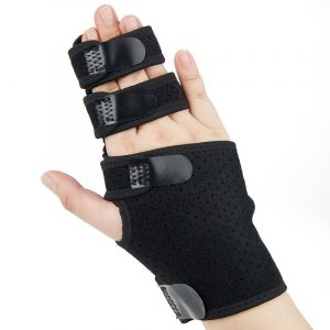 (Noir - Main Droite) Attelle De Poignet En Aluminium Support De Poignet Réglable Stabilisateur De Main Immobilisateur De 3 Ou 4 Doigts Pour L'arthrite, Les Entorses Et Les Doigts Cassés - Neuf