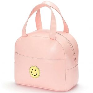 Sac &agrave; Lunch pour les femmes, les grandes cumul&eacute; bo&icirc;te &agrave; lunch peut &ecirc;tre r&eacute;utilis&eacute; sac &agrave; lunch Preppy sac &agrave; lunch, en cuir souple, sac &agrave; lunch pour le travail de pique-nique de voyage (rose) - Neuf