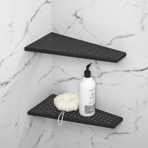 &Eacute;tag&egrave;res d'angle de douche 10"" (25,4 cm), acier inoxydable 304 noir mat encastr&eacute;es pour salle de bain et cuisine, &eacute;tag&egrave;re de salle de bain avec joint int&eacute;gr&eacute; pour mur carrel&eacute;, lot de 2 - Neuf