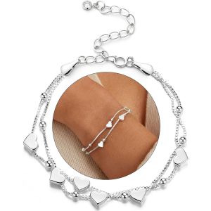 Kal-Bracelet Femme Argent Sterling Réglable Bracelets Empilable Bracelet En Perles Papillon Etoile C?ur Charm Bracelet Argent Bijoux Pour Femme - Neuf